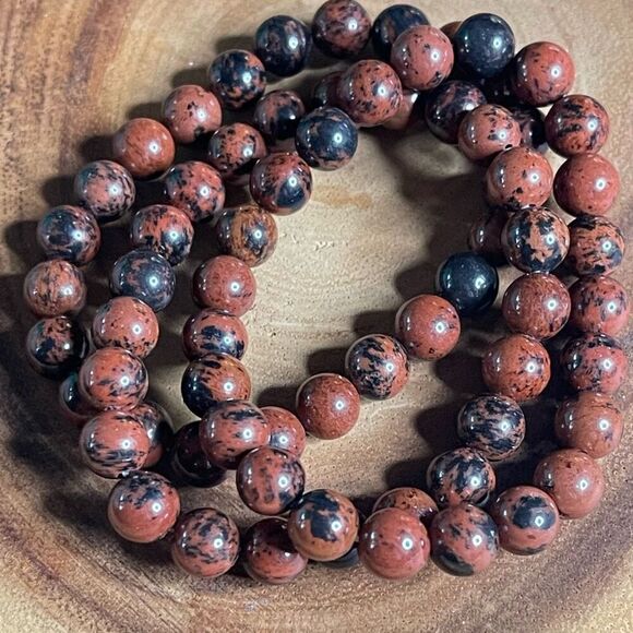Mahogany obsidian 8mm stretch bracelet beaded bracelet 7” stretch crystal healin - Picture 3 of 12